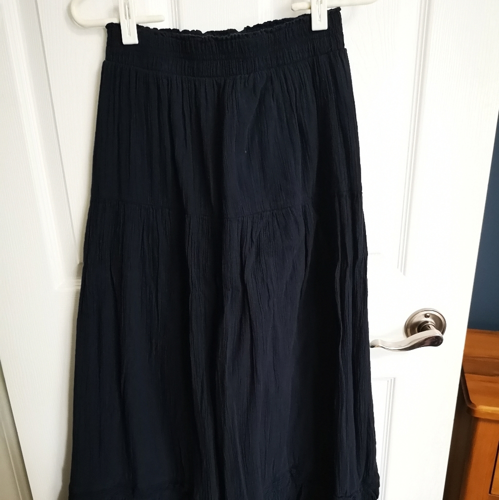Navy tiered maxi skirt